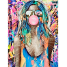 tableau pop art femme bubble gum