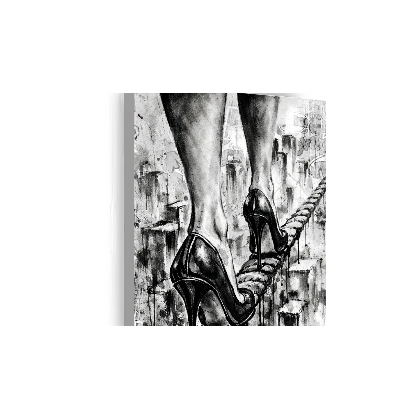 tableau graffiti femme talons décoration murale street art impression toile HD