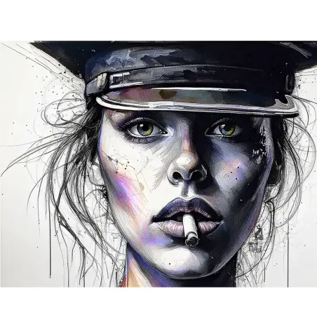 tableau portrait femme policière pop art minimaliste