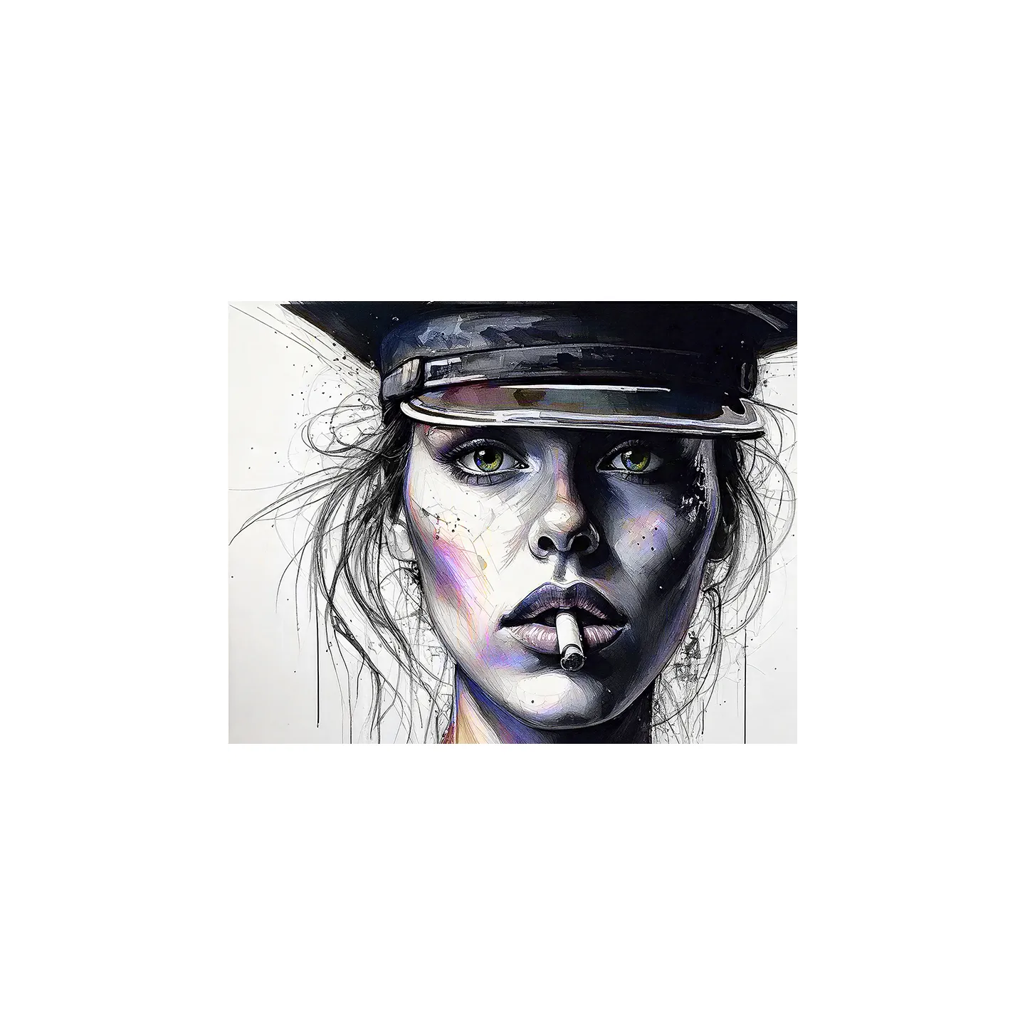 tableau portrait femme policière pop art minimaliste