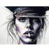 tableau portrait femme policière pop art minimaliste