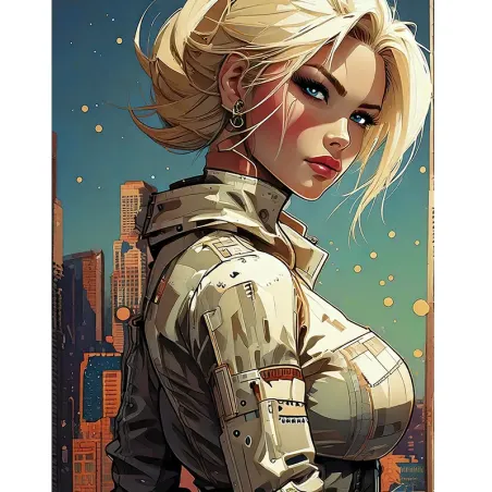 tableau femme futuriste cyberpunk par LVIP