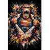 tableau street art singe en superman par LVIP