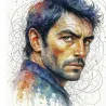 portrait homme style aquarelle moderne par LVIP
