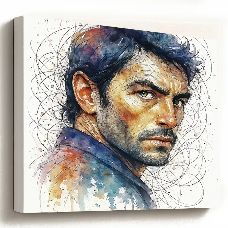 portrait homme style aquarelle sur toile HD