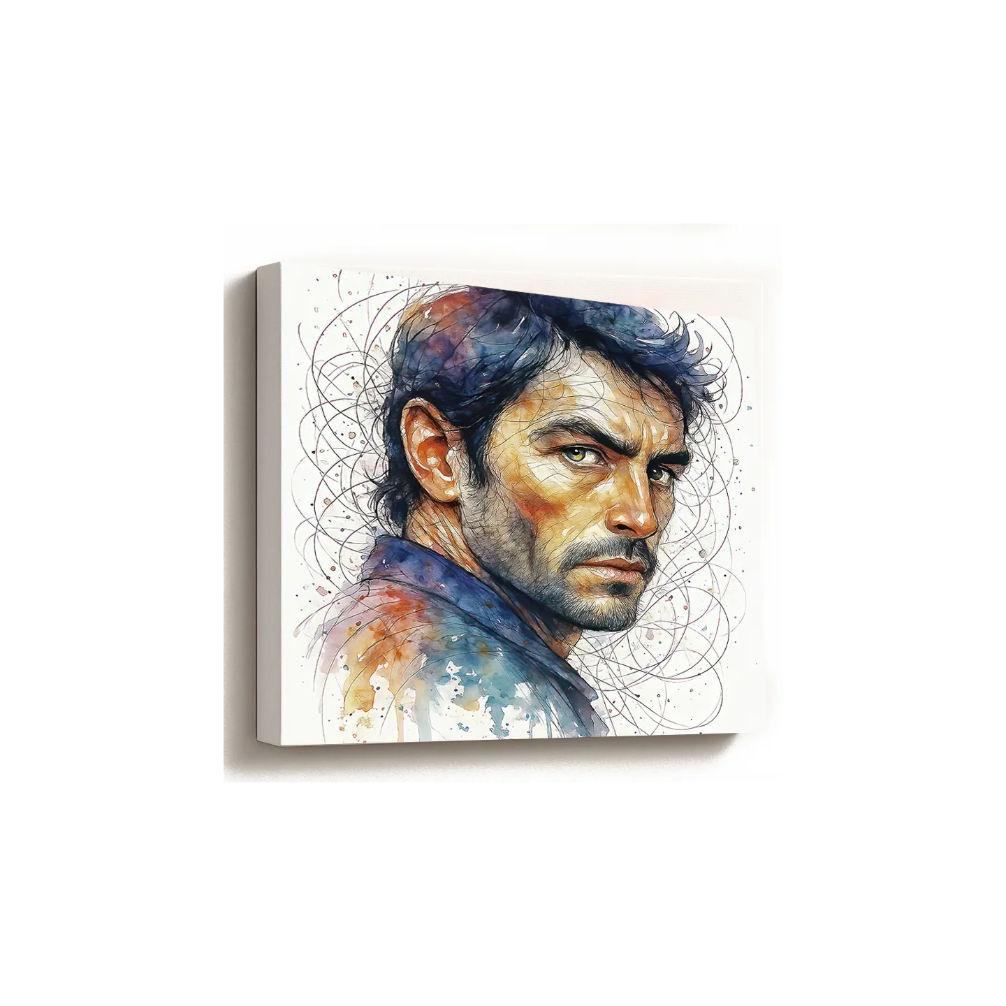 portrait homme style aquarelle sur toile HD