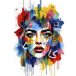 tableau femme abstraite colorée street art