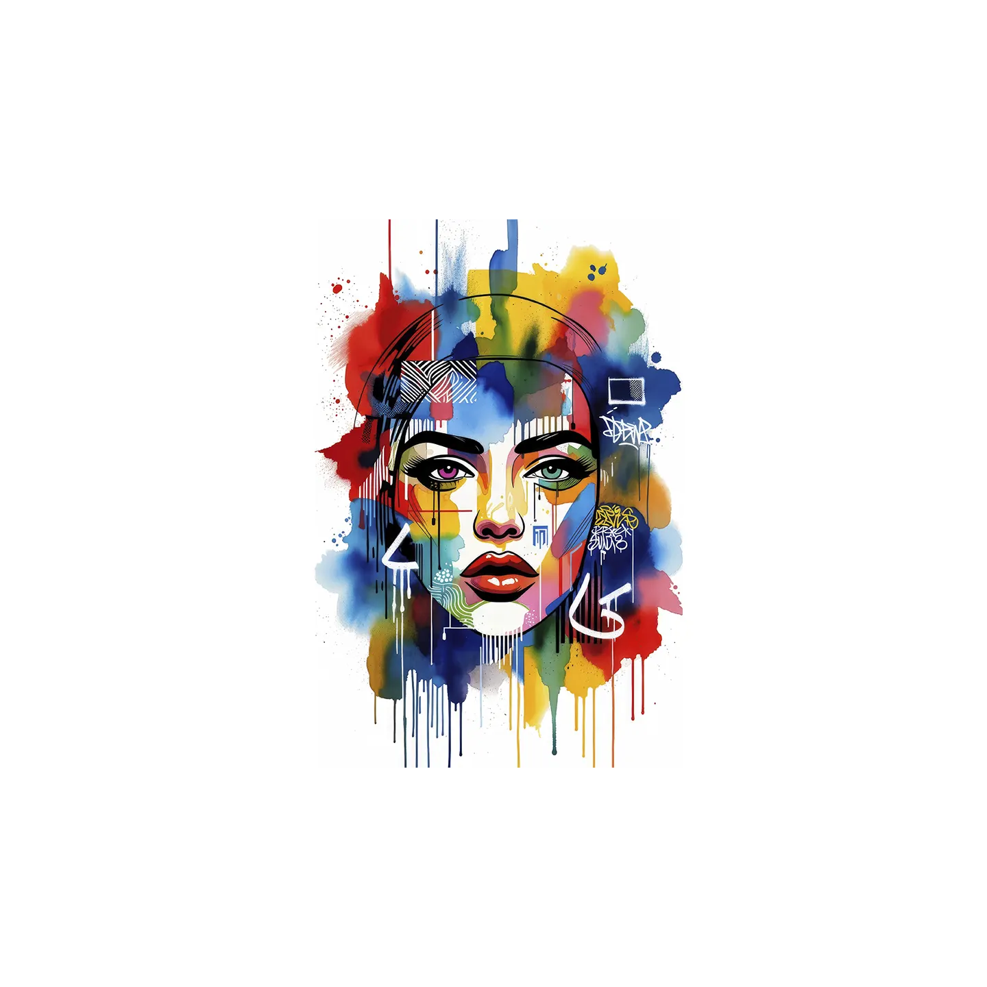 tableau femme abstraite colorée street art