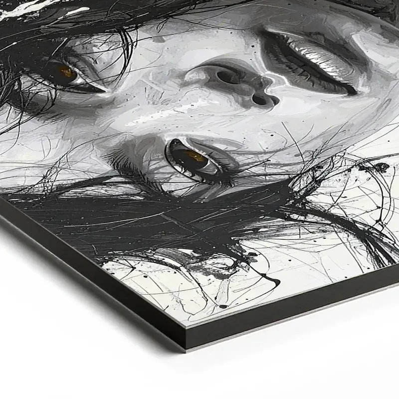 tableau femme japonaise noir blanc sur plexiglas