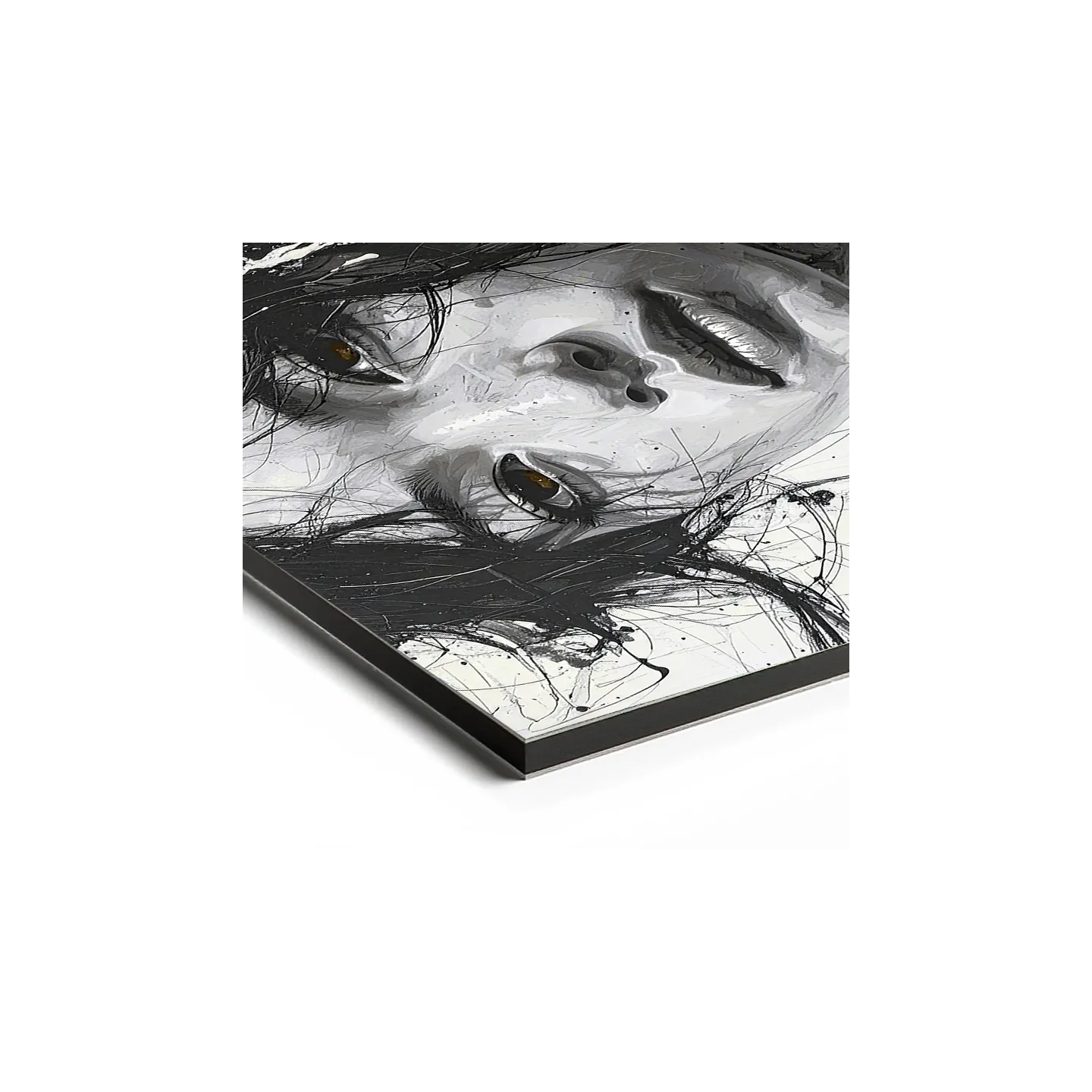 tableau femme japonaise noir blanc sur plexiglas