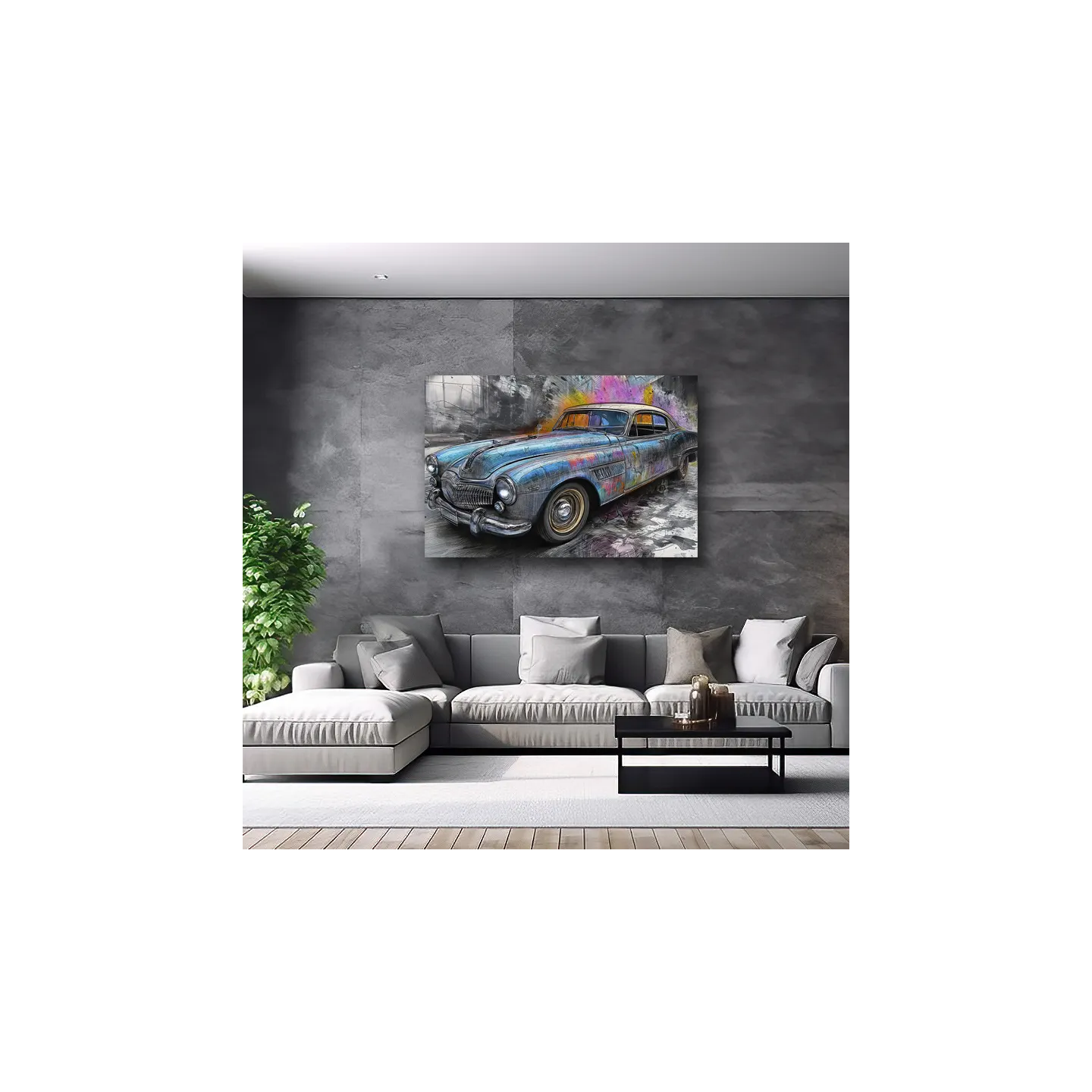 Tableau Pontiac 1951 Street Art – Voiture Vintage Pop Art & Déco Murale Moderne