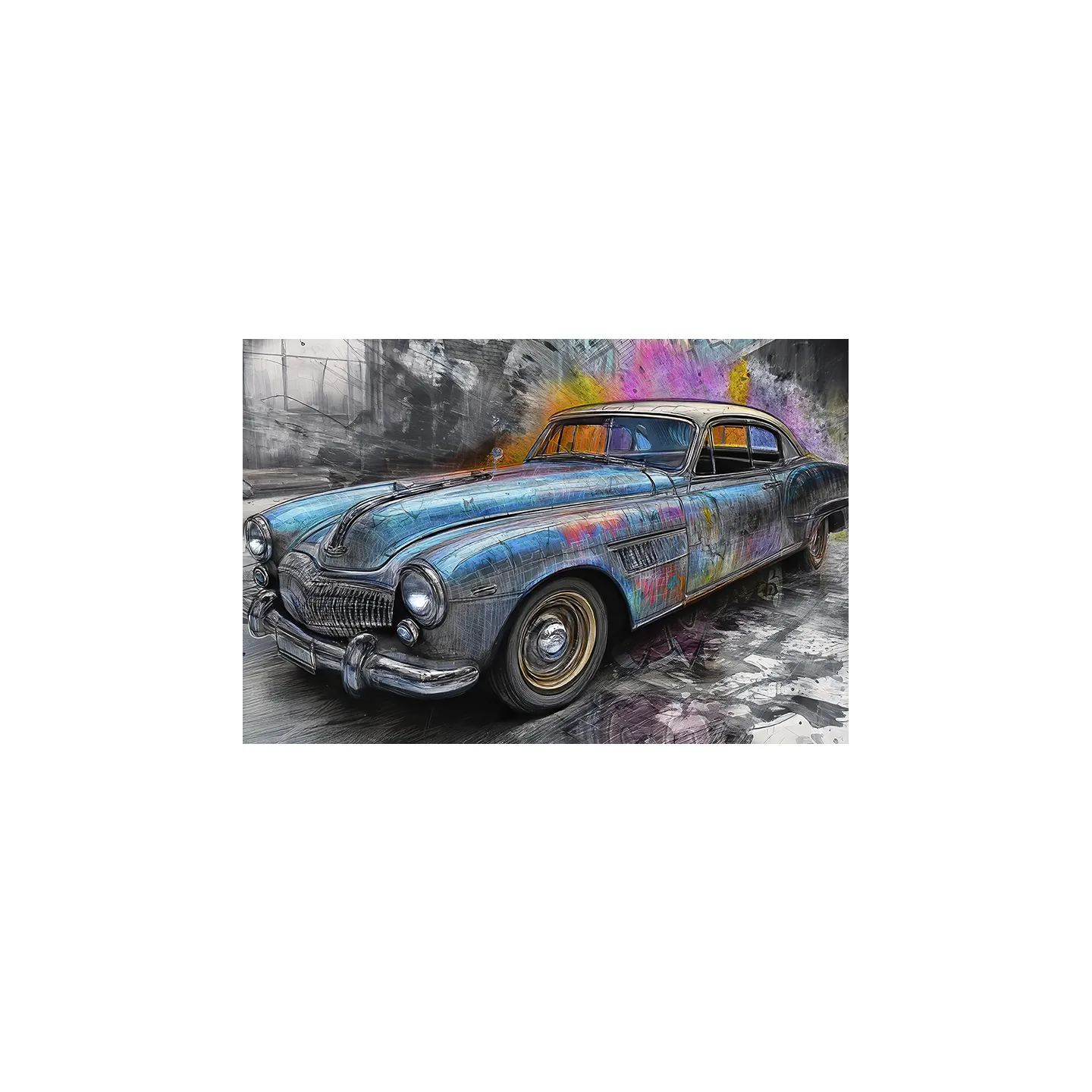 Tableau Pontiac 1951 Street Art – Voiture Vintage Pop Art & Déco Murale Moderne