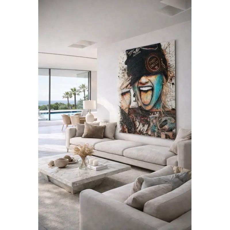 Tableau Femme Hip Hop Street Art – Portrait Urbain Moderne & Déco Murale Tendance
