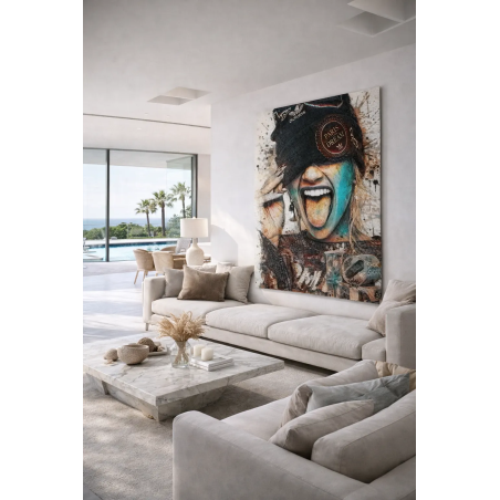 Tableau Femme Hip Hop Street Art – Portrait Urbain Moderne & Déco Murale Tendance