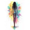 silhouette femme aquarelle colorée tableau moderne LVIP