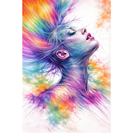 Tableau Femme Abstrait Arc-en-Ciel – Art Moderne Coloré Déco Murale