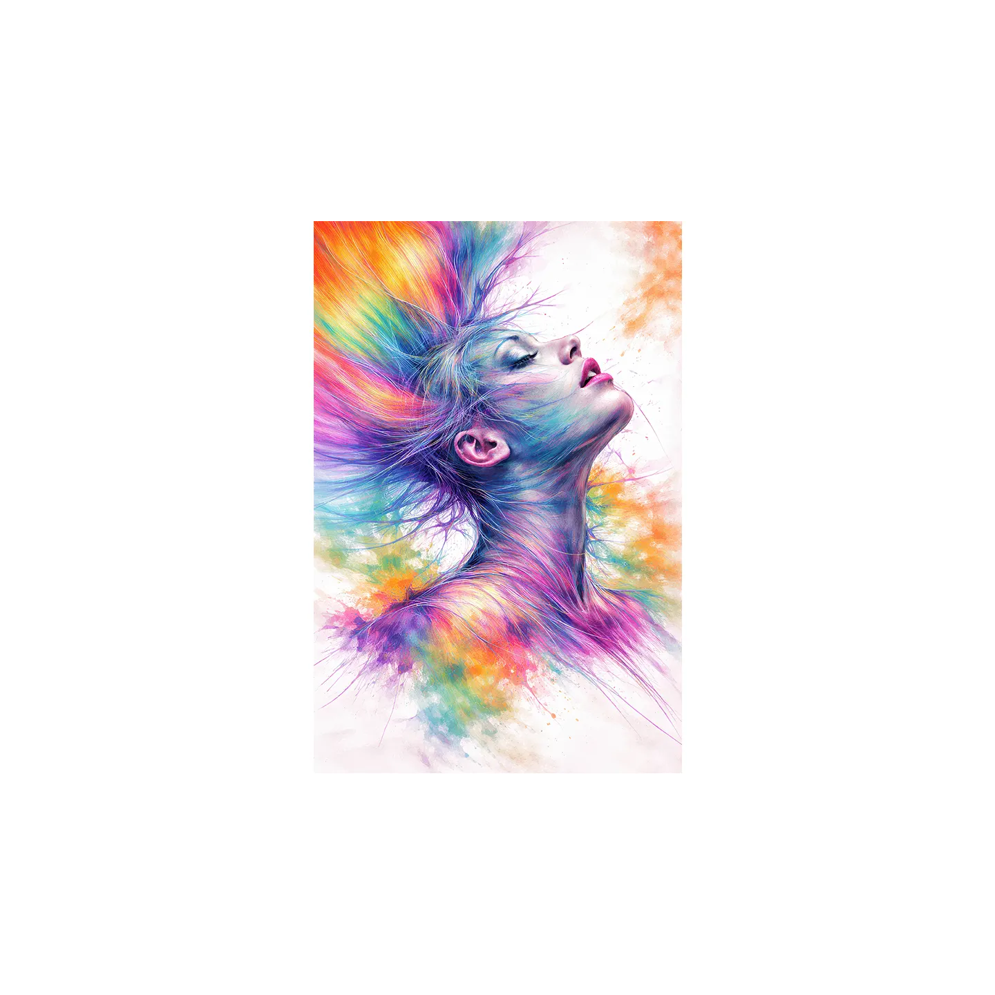 Tableau Femme Abstrait Arc-en-Ciel – Art Moderne Coloré Déco Murale