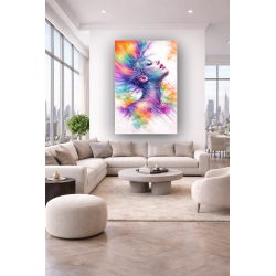 Tableau Femme Abstrait Arc-en-Ciel – Art Moderne Coloré Déco Murale