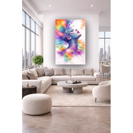 Tableau Femme Abstrait Arc-en-Ciel – Art Moderne Coloré Déco Murale