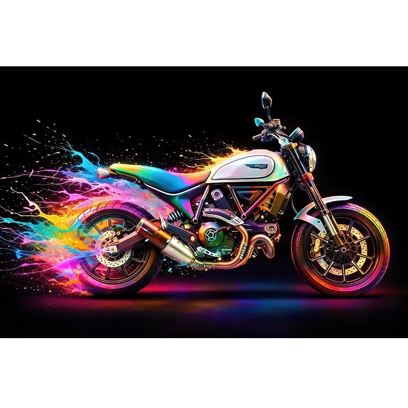 tableau Ducati pop art moto colorée moderne par LVIP