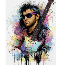 tableau M Matthieu Chedid pop art guitariste par LVIP