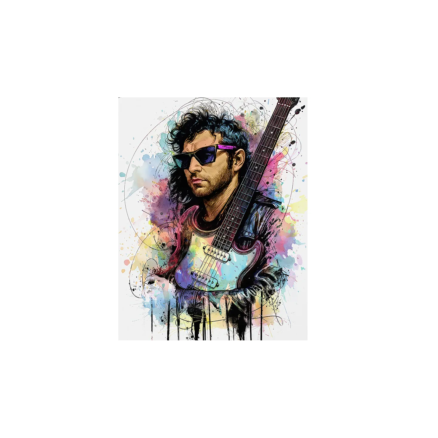 tableau M Matthieu Chedid pop art guitariste par LVIP