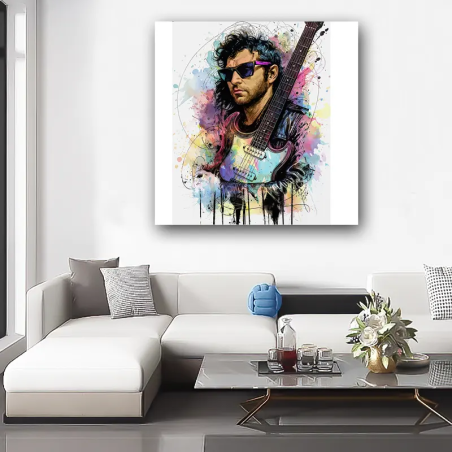 tableau guitariste rock français moderne pour salon moderne