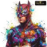 Tableau Batman Pop Art Street Art graffiti néon contemporain avec portrait du Chevalier Noir et tags urbains colorés