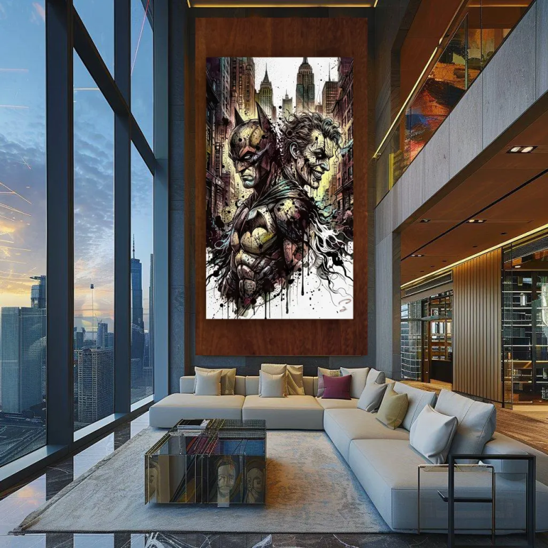 Tableau batman vs joker urbain pour deco moderne