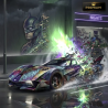 tableau batmobile batman street art par LVIP