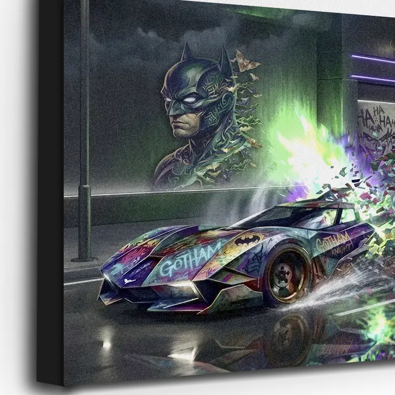 tableau batmobile street art toile hd