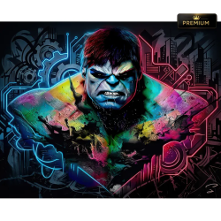 Tableau Hulk Pop Art Électro – œuvre contemporaine Street Art aux couleurs néon pour décoration murale premium