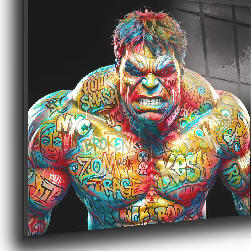 Œuvre Hulk Street Art sur plexiglas