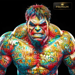 Tableau Hulk Street Art Graffiti XXL Pop Art contemporain décoration murale premium par LVIP