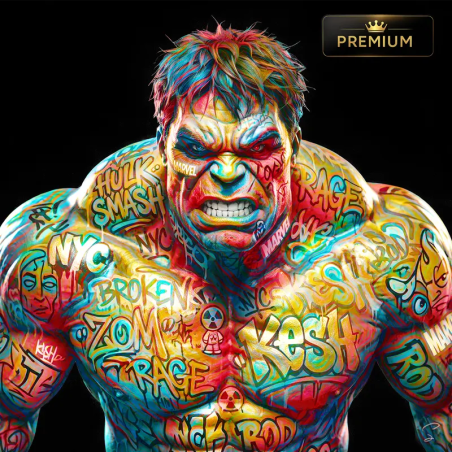 Tableau Hulk Street Art Graffiti XXL Pop Art contemporain décoration murale premium par LVIP