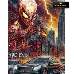 Tableau Spider-Man Street Art Premium avec New York et éclairs signé LVIP