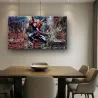 Œuvre Spider-Man Marvel avec graffiti urbains, toiles d'araignée et skyline de New York salle à manger