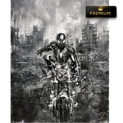 Tableau noir et blan spider-man sur moto by LVIP