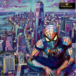 tableau-spider-man-pop-art-premium-manhattan-skyline By LVIP