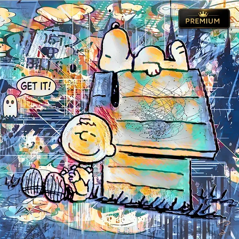 Tableau Snoopy  & Charlie Brown Street Art Premium  par LVIP.