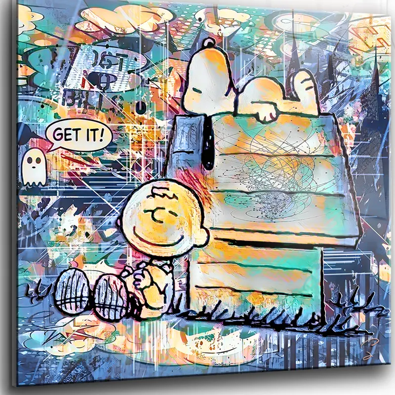 Tableau Snoopy Street Art sur plexiglas premium finition brillante.