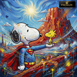 tableau-snoopy-superman-pop-art-premium-hero-friendship