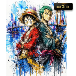 tableau-luffy-zoro-one-piece-pop-art-duo-par-lvip
