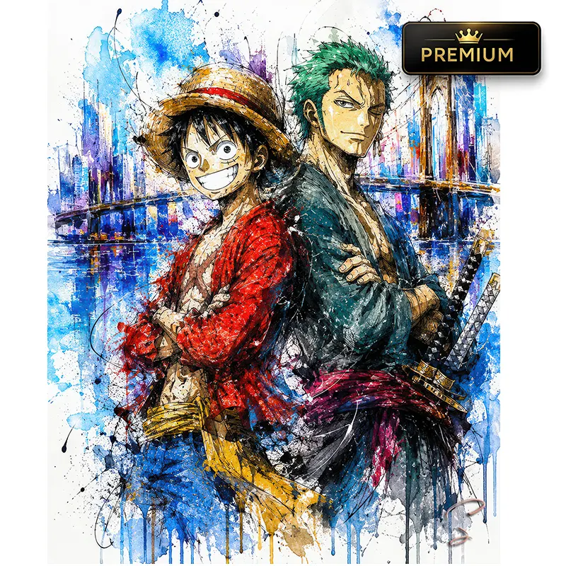 tableau-luffy-zoro-one-piece-pop-art-duo-par-lvip