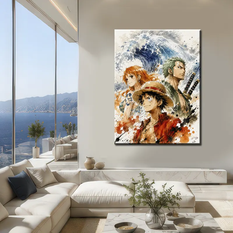 tableau-one-piece-luffy-zoro-nami-salon