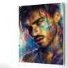 Portrait masculin brun yeux turquoises Street Art disponible sur toile HD