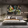 Tableau voiture de sport Primal Velocity dans un salon contemporain