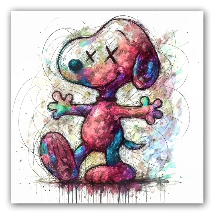 tableau super heros street art snoopy style comics