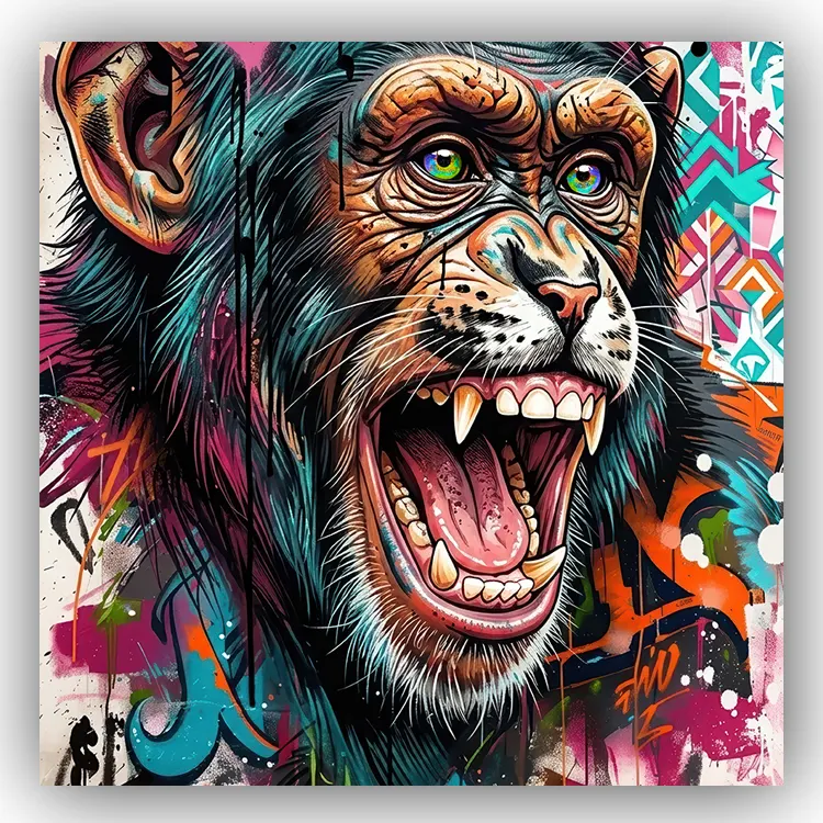 tableau street art Singe graffiti moderne mural