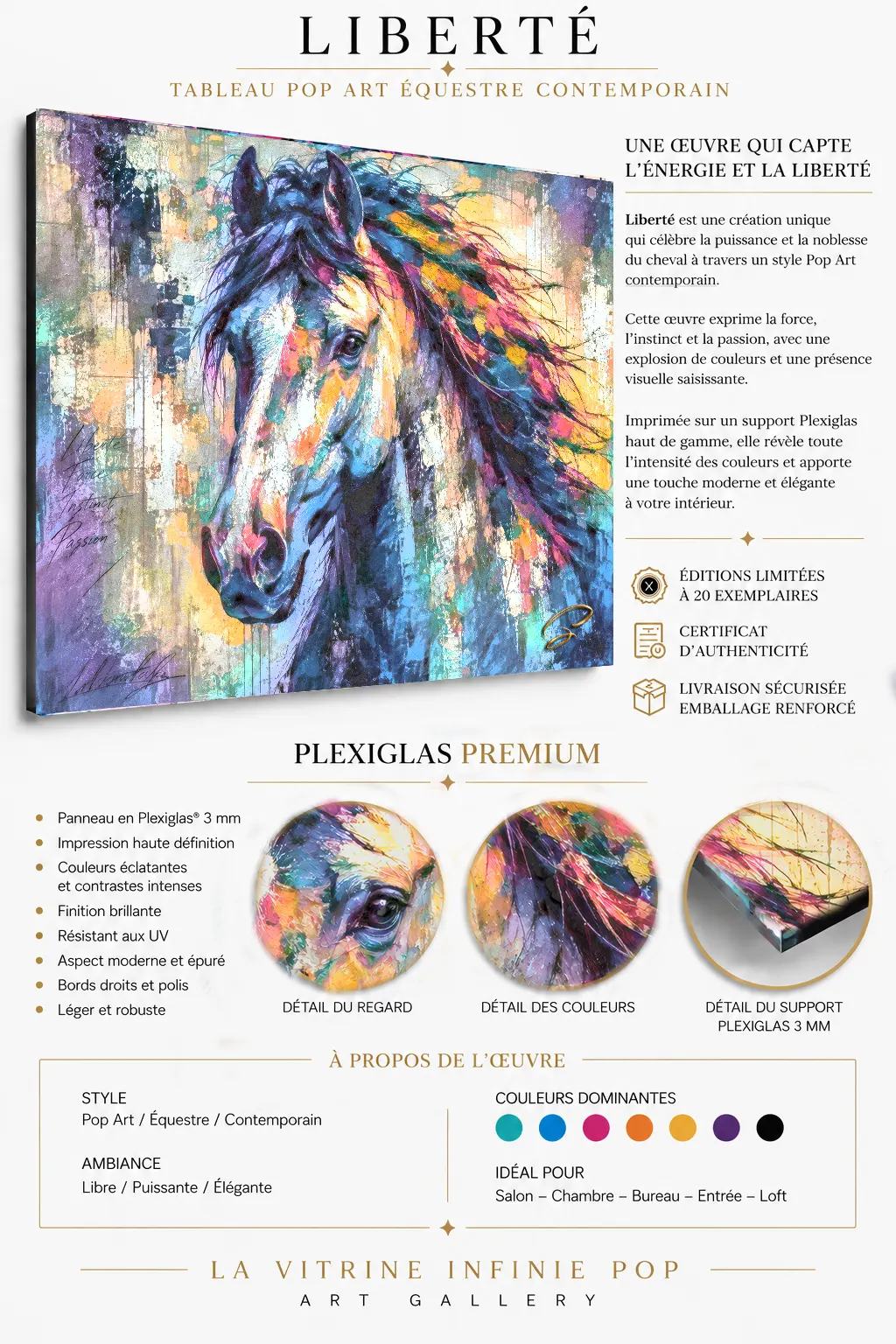 Liberté tableau cheval sur Plexiglas Premium 3 mm